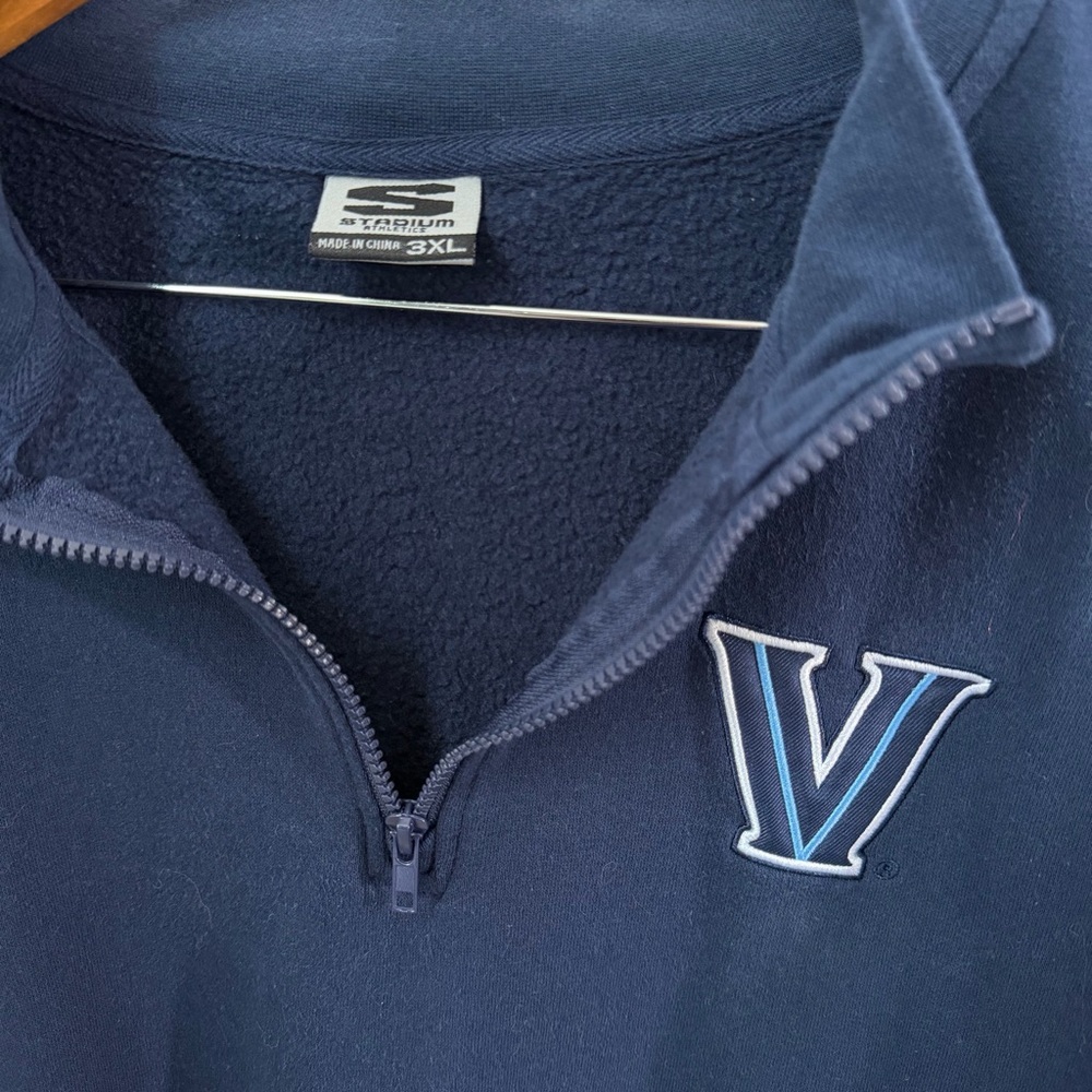 Vintage Y2K Villanova Quarter Zip Sweater 3XL‎ Collegiate Athletic - Picture 2 of 7